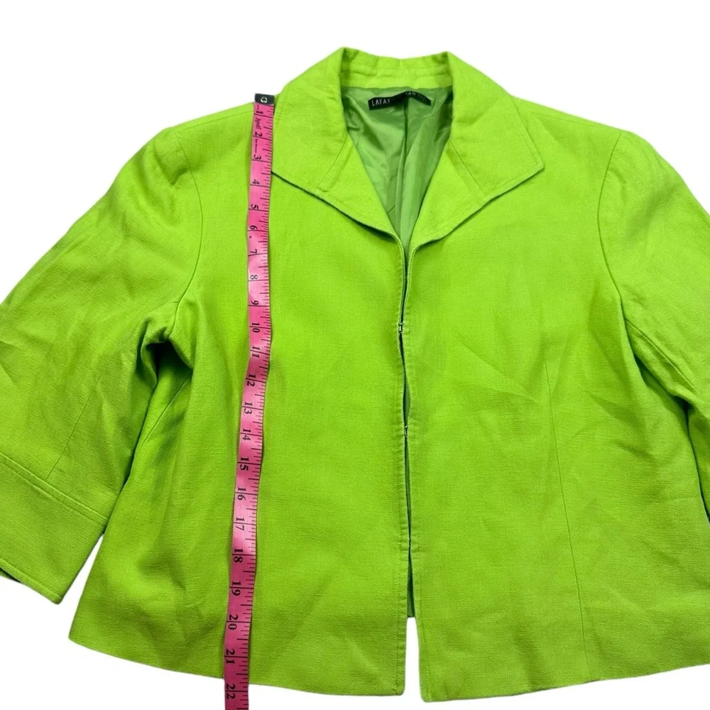 LAFAYETTE 148 NEW YORK: Green Sleeveless Midi Linen Dress &  Blazer Set -size 14